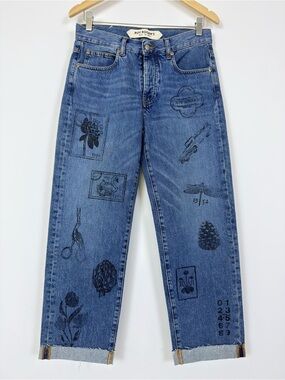 Roy Roger’s New Oskar Old Glory Printed Jeans Cropped Straight Leg Size 25